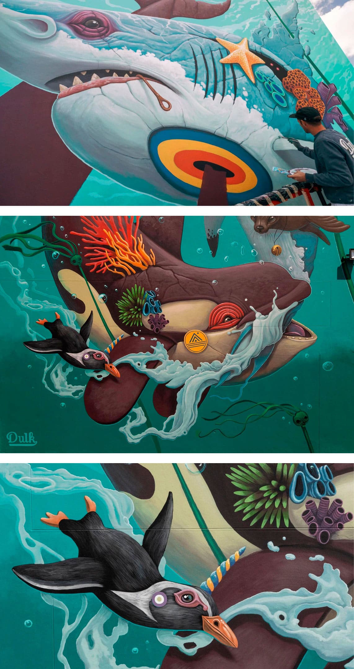 tiburones blancos orcas pinguinos leones marinos mural natural challenge de dulk